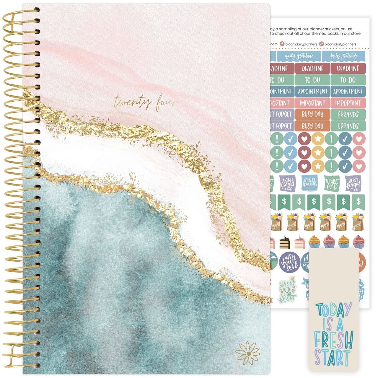 bloom daily planners 2024 Soft Cover Planner, 5.5" x 8.25", Daydream Believer, Pink & Blue